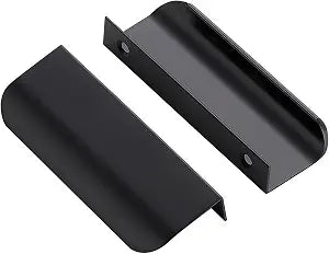Ravinte 10 Pack Finger Pulls 76mm/3" Hole Center Black Cabinet Handle
