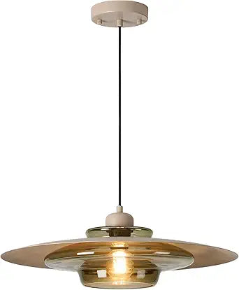TeHenoo Modern Pendant Light,Light Brown Shade,Deep Green Clear Glass Lamp,Adjustable Mid Century Pendant Lighting for Kitchen,Dining Room,Living Room