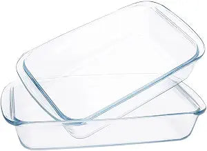 2-Pack Glass Baking Dishes  102 oz & 75 oz (2.2 L + 3.0 L) Large Oven-Microwave-Freezer Safe Borosilicate Glass Bakeware for Cooking & Food Storage
