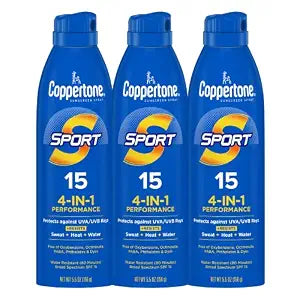 Coppertone SPORT Sunscreen Spray SPF 15, Multipack, 3 x 5.5 FL OZ