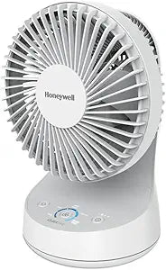 Honeywell QuietSet 5 Oscillating Table Fan, White Γ Personal and Small Room Fan with Quiet Operation and 5 Levels of Power and Sound
