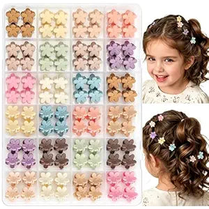 96pcs Mini Flower Hair Clips for Kids Cute Mini Claw Clips Hair Pins Colorful Small Hair Accessories for Girls Women Teens Kids Toddlers Children in Organizer Box
