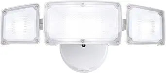 40W Flood Lights Outdoor, 3800LM LED Security Light Fixture, Exterior LED Flood Lights with 3 Adjustable Heads, 5000K, ETL Water Resistant for Garage, Yard, Porch, Wall/Eave Mount (White)