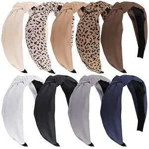 Headbands for Women, 9pcs Fashion Knotted Headband Leopard Knot Hairband