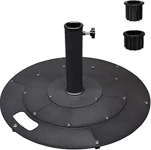 Koutemie 21 Inches Heavy Duty Metal Outdoor Patio Umbrella Base Stand Holder for 1-" or 1-" Umbrella Poles, Black
