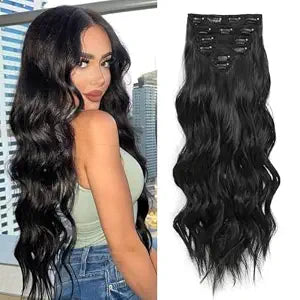 Fliace Clip in Hair Extensions, 6 PCS Natural & Soft Hair & Blends Well