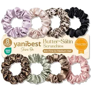 Yanibest 8 Pcs Satin Scrunchies, No Damage No Crease Soft Hair Ties