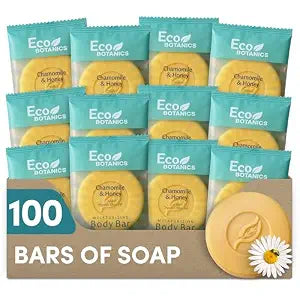 Eco Botanics 100-Count 0.85oz Moisturizing Bar Soap, Travel Size Toiletries