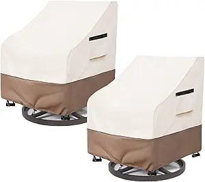 Patio Chair Covers Waterproof Heavy Duty Patio Furniture Covers, 33W x 35D x 36H Inches Swivel Outdoor Chair Cover 2 Pack (Beige)