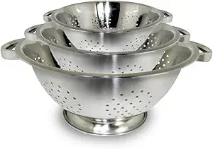 ExcelSteel Colander Set Stainless Steel | Nesting Design | Mirror Polished | Oversized Handles | 1-4 Quart, Set of 3
