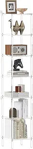 7-Tier Square Acrylic Bookshelf, Clear Tall Narrow Bookcase for Small Space, Corner Open Display Book Shelves for Home Office, Living Room, Bedroom, Modern, 11.6''W x 63.7''H