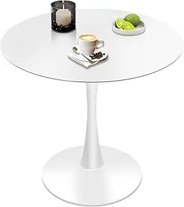 White Round Dining Table 32-inch Tulip Kitchen Table Seating for 2-4 People Suitable for Living Rooms, Cafes, Bar