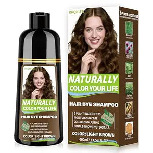 Light Brown Hair Dye Shampoo for Gray Coverage, 3 in 1 Hair Color Shampoo