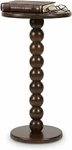 Round Side Table - Bobbin End Table for Living Room Bedroom  Solid Wood Spool Pedestal Nightstand, Boho Accent Furniture, Small Narrow Plant Stand, 22"