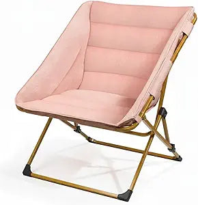 Comfy Saucer Chair for Adults, Soft Faux Fur Bedroom Chair, Cozy Folding Lounge Chair Reading Chair for Living Room, Dorm & Bedroom, Pink