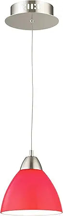 Elk Lighting LCA301-11-16M Piatto 1 Light LED Pendant with Red Glass, Satin Nickel
