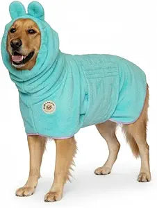 DERPYCHAPPY Premium Dog Towel Robe & Dog Bathrobe for Drying Dogs Made in Korea | Super Absorbent Quick & Adjustable Microfiber Bath Towel for Cats & Puppy Robes After Bath | Soft Warm Coat (Mint,S)