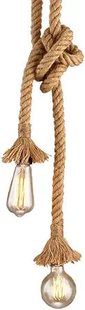 2 Heads Vintage(1.5+1.5 Meter) Hemp Rope Pendant Light Fixture E26/E27 Base,Retro Hemp Rope Hanging Light Vintage Ceiling Light Lamp Retro Style for Dining Hall Restaurant Bar Lighting,110V 