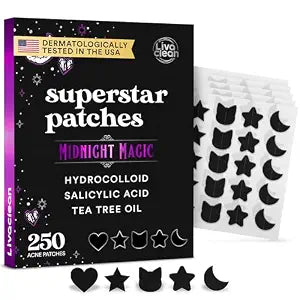 LivaClean 250CT Black Star Pimple Patches for Face, Pimple Patch