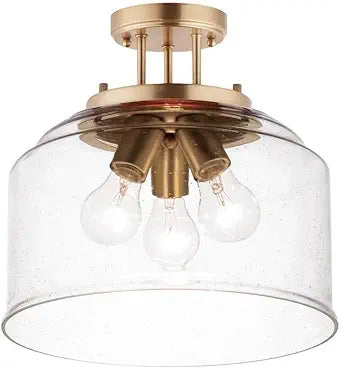 Maxim Lighting Acadia 3-Light Flush Mount | Heritage Steel Finish | Glass Shade | Transitional Indoor Light Fixture | Ideal for Bedrooms, Hallways & Entryways | Dimmable | 12271CDHR