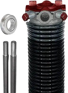 Garage Door Torsion Spring (295 x 2 x 41) | 1" Steel Bearing + Pair of Winding Bars | Right Hand Wound Replacement (Left Side) (Cone Color: Red)