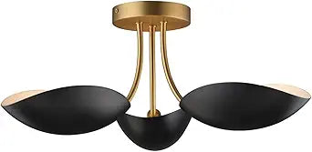 Maxim Lighting Maris 3-Light 8" Semi-Flush Mount | Matte Black with Natural Aged Brass Finish | Steel Candelabra Cluster | Modern Semi-Flush Mount Cluster Light for Hallways | 10823BKNAB