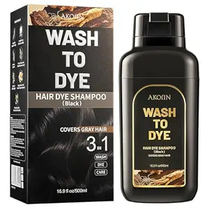 AKOIIN Black Hair Dye Shampoo for Gray Hair, 3 in 1 Wash to Dye Shampoo