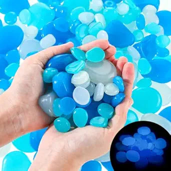 Novabright 300 Pcs Glow in The Dark Pebbles, Glowing Rocks Outdoor Decor Glow in The Dark Pebbles Luminous Stones Landscaping Decor for Garden Fish Tank Gravel, Lawn Yard, Walkway, Mixed Size