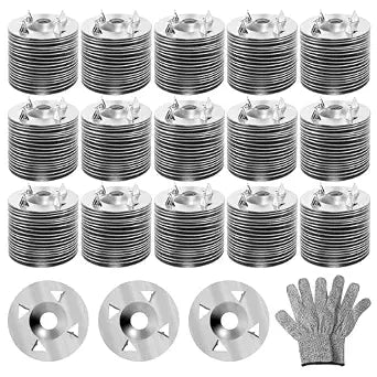 700 Pcs Foam Board Fasteners Washers, 1-1/8 Inch Galvanized Steel Insulation Fixing Hardware for Panels Installation with Cut Resistant Gloves