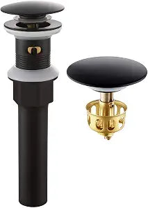 MIAOHUI Matte Black Bathroom Push Pop up Sink Drain with Overflow