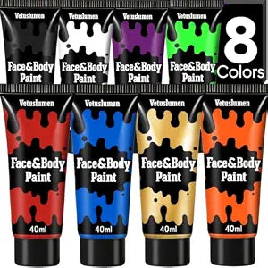 8 Colors Face Body Paint, 11.3oz Water Based Painting Set For Adults
