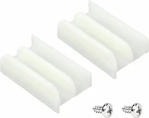 M6219 Sliding Shower Door Bottom Guide, Shower Door Bottom Guide with Screw for Sliding Top Hung Shower Door Tub Enclosure Systems, Shower Door Divider Track Guide 1/2 in Channel for Glass Door-2 Pack
