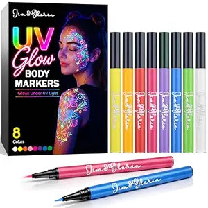 Water Resistant UV Glow Face Paint & Temporary Tattoo Markers
