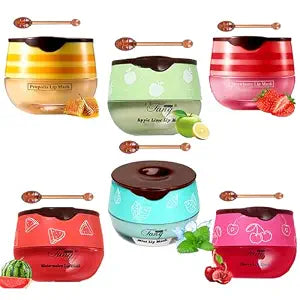 Bee Lip Balm Honey Pot, Propolis Lip Mask Moisturizing, 6 PCS