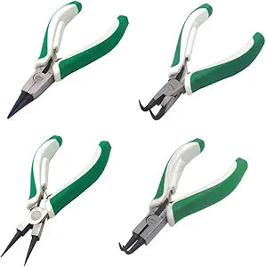 4 Pcs Mini Snap Ring Pliers Set Heavy Duty External/Internal Circlip Pliers with Straight/Bent Jaw for Ring Remover Retaining