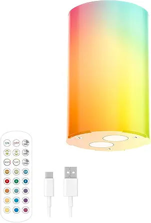 1 Pack Replacement Bulb for Battery Operated Wall Sconce,10000 Mah Battery Operated Bulbs,3CCT and 12 RGB Rechargeable Bulb with Remote Control, Last for 16-40 Hours