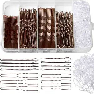 Brown Bobby Pins Kit, Hair Pins & Hair Bands, 400 PCS