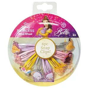 LUV HER Disney Princesses Hair Clips for Girls Snap Clips 8 Pack Multi Color Princes Belle Ages 3+