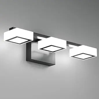LED Modern Bathroom Light Fixtures Over Mirror, 3-Light Dimmable Vanity Lights, Matte Black Acrylic Bathroom Vanity Light, 2700K-6500K Adjustable, ETL Certificated