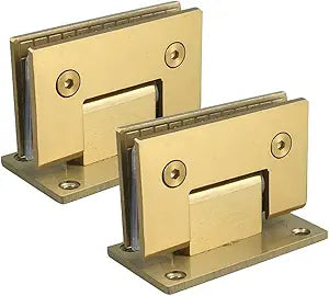 2pcs Heavy Duty 90 Degree Glass Door Cupboard Showcase Cabinet Clamp Shower Doors Hinge Replacement Part Wall-to-Glass, Stainless Steel Brushed Nickel Gold (90 Degree)