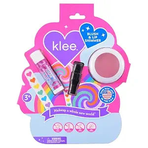 Klee Naturals Mineral Blush and Lip Shimmer Makeup Kit. Gentle and Non-Toxic. Kid-Friendly. Made in USA. (Seabreeze Spark)