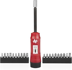 NEIKO 10573B 1/4 Torque Screwdriver Set, 20 Hex Bits, 10 to 50 In-Lbs, Long Shank Screwdriver Torque Wrench, Adjustable Inch-Pound Torque Screwdriver for HVAC and Gunsmiths
