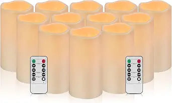 wemarry Waterproof Flameless Candles with Remote, Outdoor Indoor Battery Operated Candles(D3 x H 6"),12Pcs Led Fake Candles for Party Home Decor