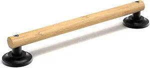 Natural Bamboo Grab Bar for Bathroom & Toilet, ADA Compliant Balance Assist Handrail for Handicap and Seniors, 16in Matte Black