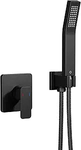 FORIOUS Single-Handle Shower Faucet Set with Valve Kit, Shower Head with Handheld Spray Fixtures & Shower Handle, Shower Valve Trim Kit, Matte Black