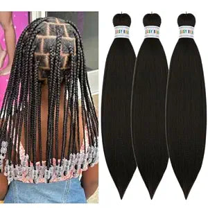 Kids Braiding Hair Pre stretched 16 inches Black for Kids Knotless Braids