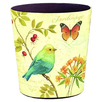Lingxuinfo Scakbyer Retro Style Small Trash Can Wastebasket, Decorative Trash Can Waste Paper Basket Waste Container Bin for Bathroom, Bedroom, Office and More, 10L Capacity (Sparrow Butterfly)