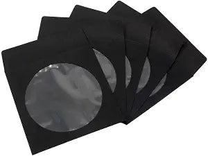 1,000 Pack Maxtek Premium Thick Black Color Paper CD DVD Blu-ray Disc Sleeves Envelope with Window Cut Out and Flap, 100g Heavy Weight.