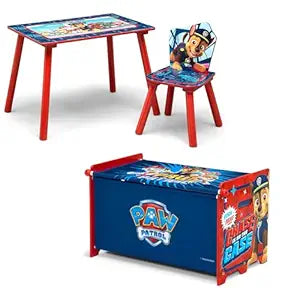 Delta Children PAW Patrol 3-Piece Toddler Playroom Set  Includes Table, Chair and Toy Box, Blue