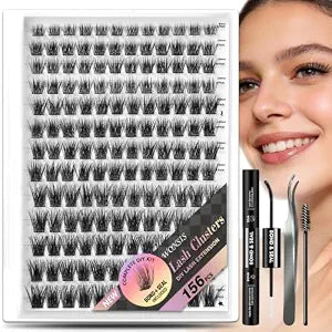 Lash Clusters Kit, 156 Pcs Eyelash Clusters with Bond and Seal, Volume Cluster Lash Extensions, Mixed Length False Eyelashes with Applicator (Kit-Volume Mixed)